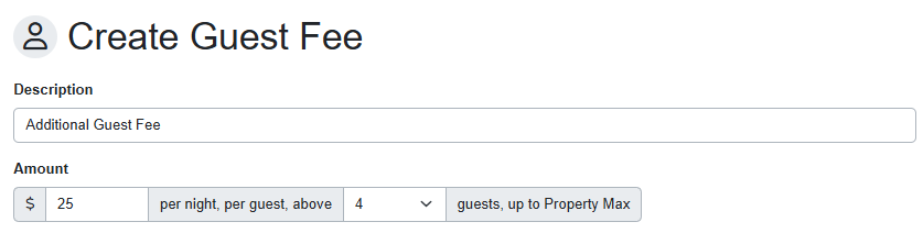 Enter your Description and Amount per night, per guest.