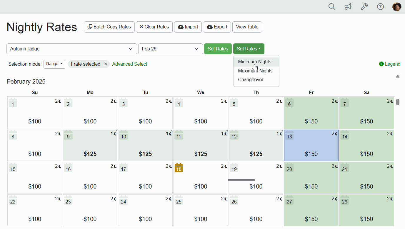 See the Changeover Rules in action below. Note how the gray line denoting Arrival or Departure rules is added after each&nbsp;Arrival and Departure Rule is applied.
