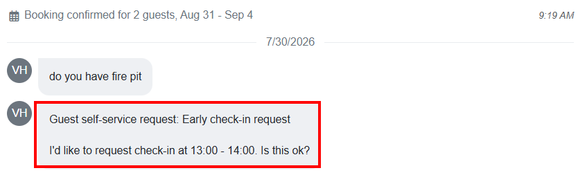 OwnerRez has upgraded its Booking.com messaging integration to support guest self-service requests, including early check-in, late check-out, parking, and other requests directly in the Inbox.