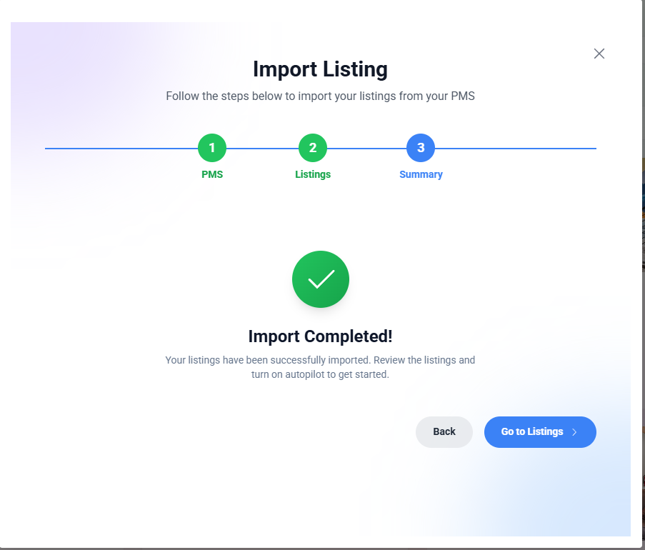 When the import is complete, you will see Import Completed.