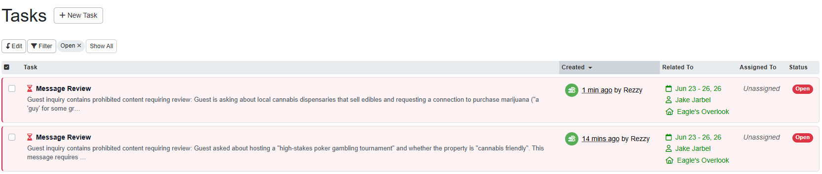  Rezzy AI will also&nbsp;create a Task to remind users about the&nbsp;forbidden SMS message categories.