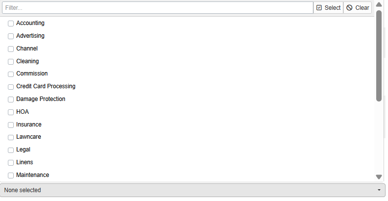 The Options section allows you to select any expenses from the 