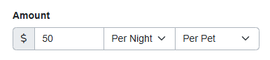 Follow the instructions in our Pet Fee support article, with this configuration in the Amount section.