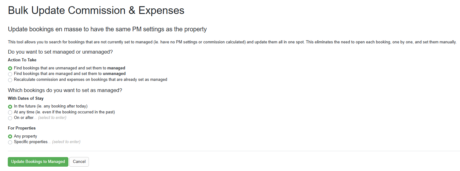  PM > PM Settings > Bulk Updates > Bulk Update Commission & Expenses