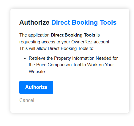 Click the “Connect with OwnerRez” button. This will redirect you to the Authorization Page.