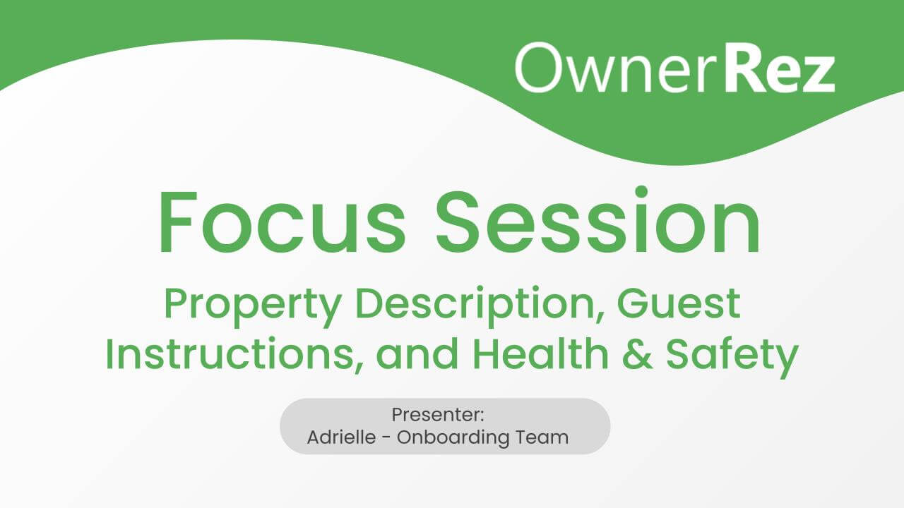 Focus Session - Descriptions, Guest Instructions, and Health & Safety