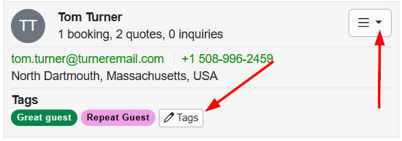 Guest tag functionality and the header menu are also accessible on mobile devices.