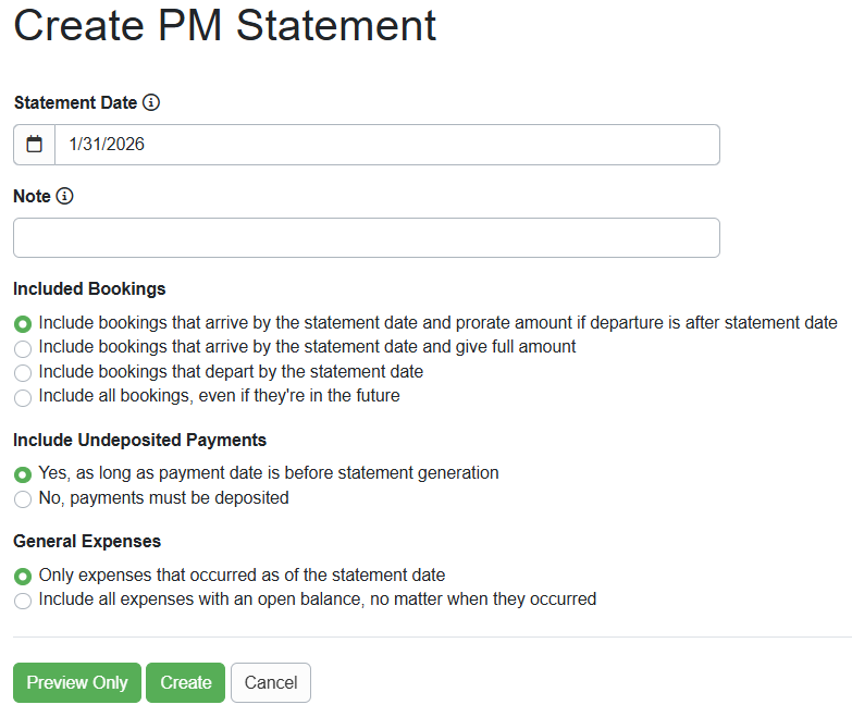 Create PM Statement