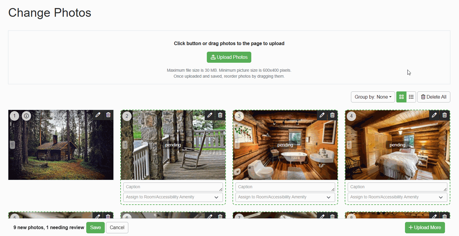 You can now edit photos in either grid view (with drag-to-reorder) or the new list view (with inline batch editing for captions and metadata) by clicking on the top right Grid and List View icons.