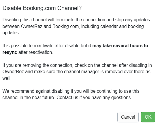 A pop-up will appear asking you if you want to disable the channel. Click OK.