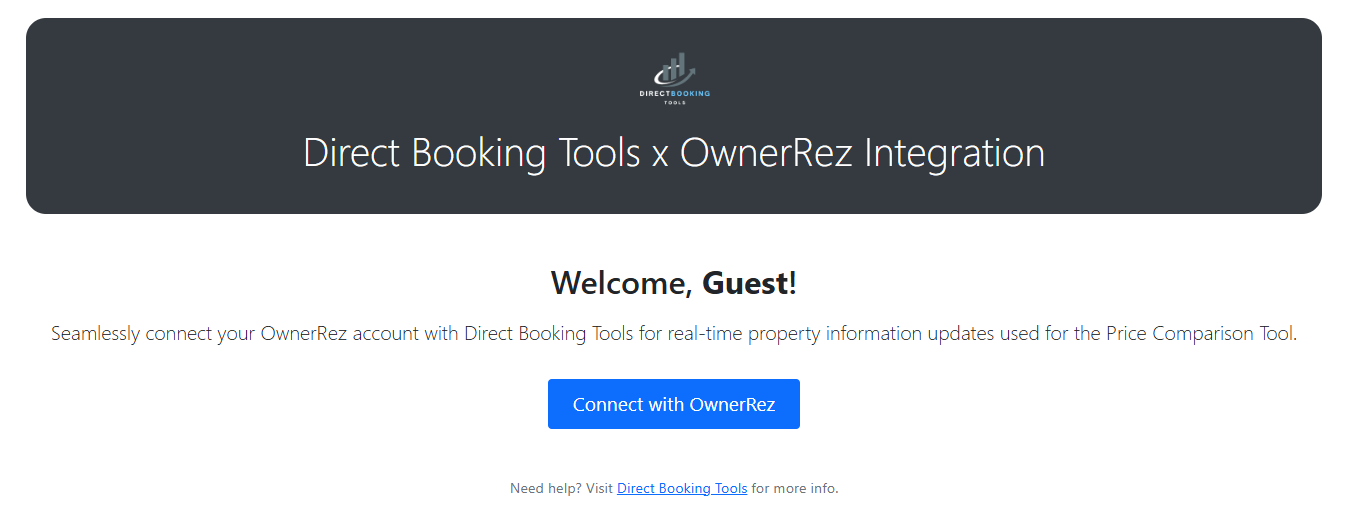 Navigate to our OwnerRez Open Authorization app.
