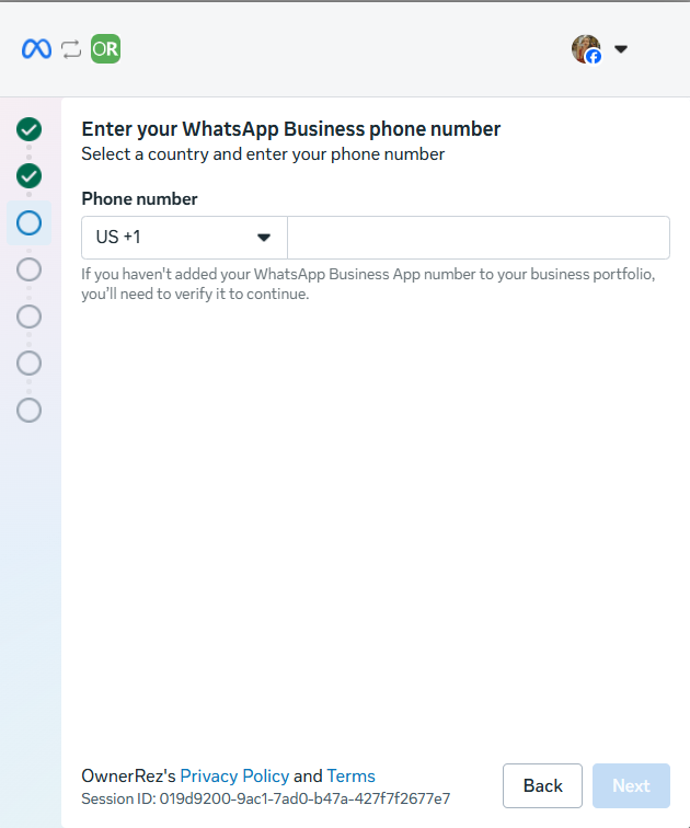 Enter your business phone number and click Next.