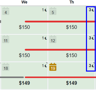 If the minimum night rule is set as a custom rule, the same bold format is applied.