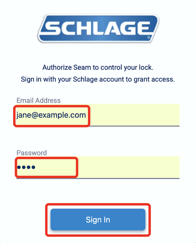 Once selected, you'll be redirected to sign in with your lock provider. Enter your credentials and click 