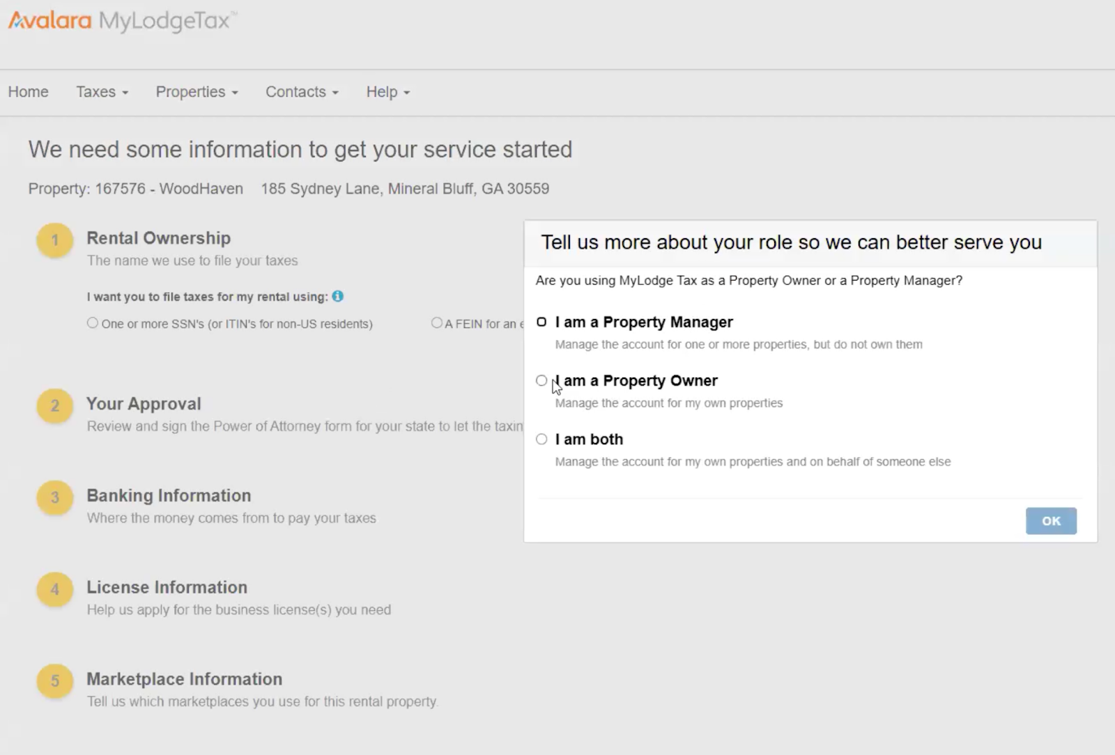Now it&rsquo;s time to complete the information about your property in your account.