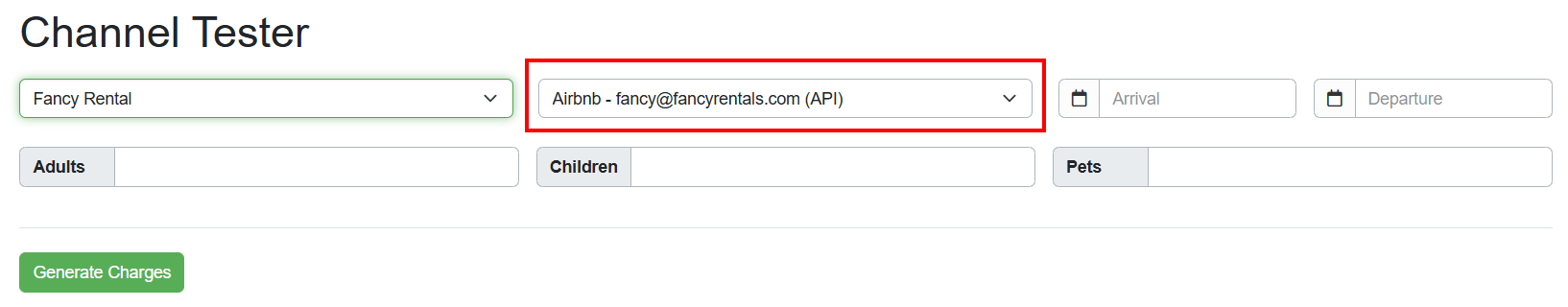 Access the Channel Rate Tester by navigating to the upper right Tools menu > Channel Rate Tester.&nbsp;You can select Airbnb from the middle dropdown list.