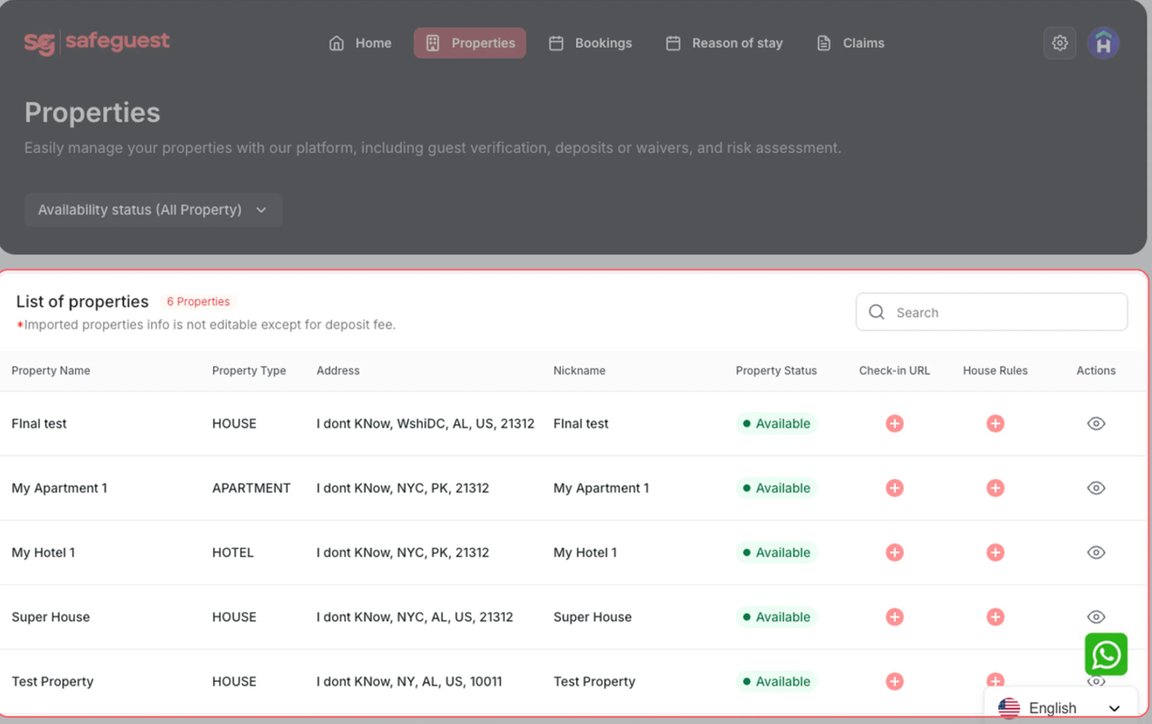 9.&nbsp;&nbsp;Verify Your Properties in SafeGuest  Go back to the browser tab with your SafeGuest dashboard.&nbsp; Click on the Properties page from the main menu. Check that the listings you just enabled in OwnerRez are now visible.&nbsp; Wait if needed: synchronization usually takes less than 1 minute to complete.